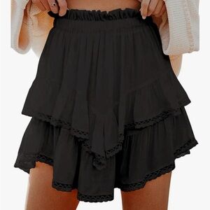 Black Women's Ruffled Skort